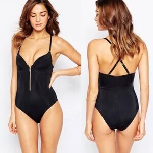 L'Agent Provocateur Allecra Corset Zipper One Piece Swimsuit In Black Size XS